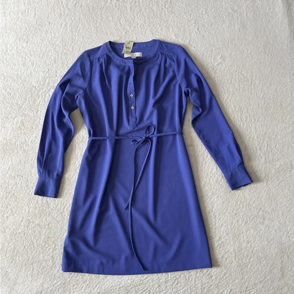 LOFT Ann Taylor Blue Long Sleeve Sheath Dress